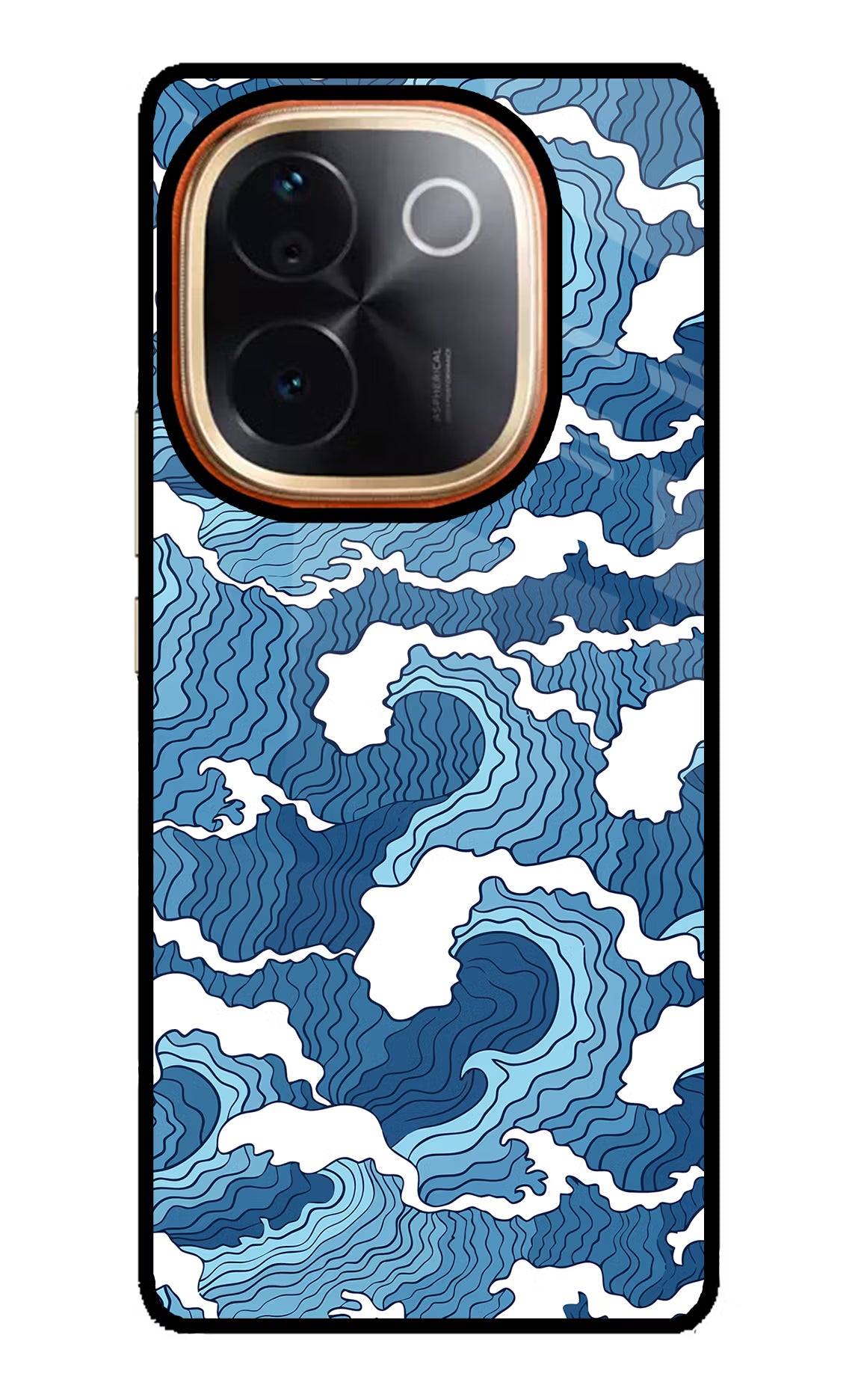Blue Waves Vivo T3 Pro 5G Glass Case Back Cover by Casekaro