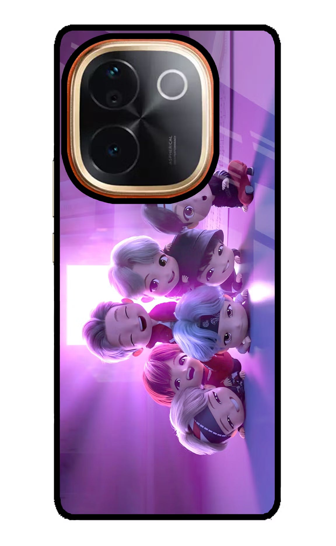 BTS Chibi Vivo T3 Pro 5G Glass Case Back Cover by Casekaro