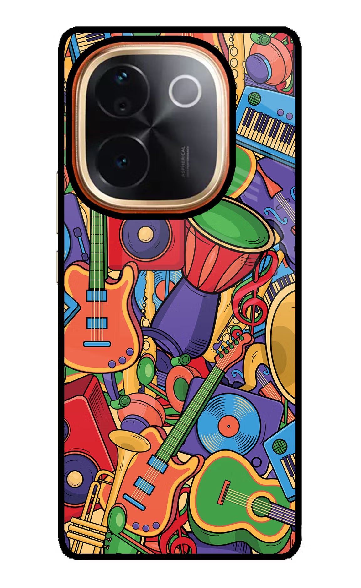 Music Instrument Doodle Vivo T3 Pro 5G Glass Case Back Cover by Casekaro