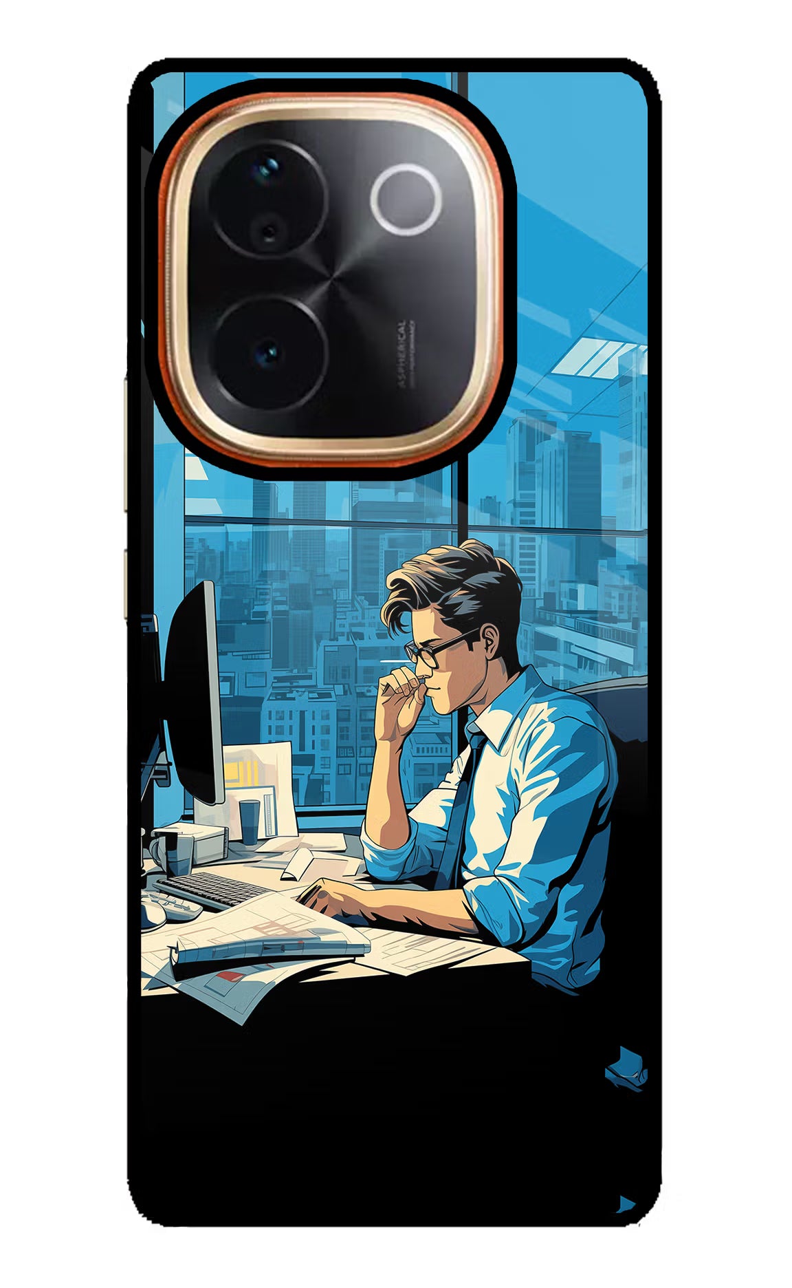 Focused Hustler (AI Generated) Vivo T3 Pro 5G Glass Case Back Cover by Casekaro