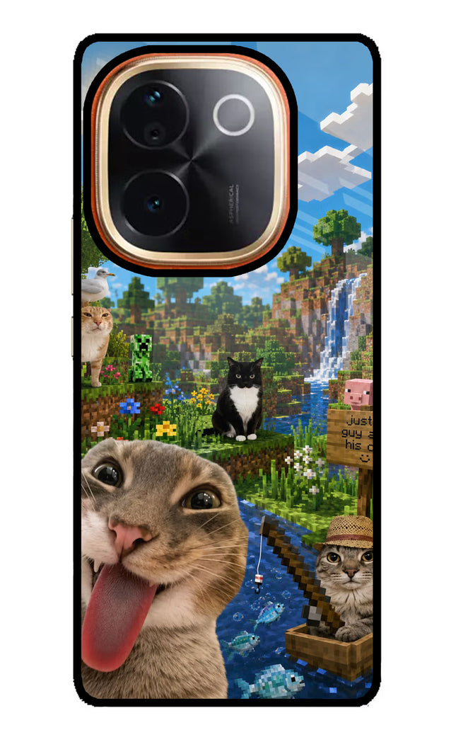 Minecraft Cat Chaos Vivo T3 Pro 5G Glass Case