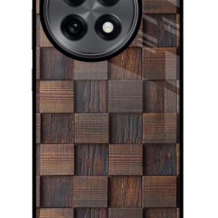 Wooden Cube Design OnePlus 13R Glass Case Back Cover by Casekaro