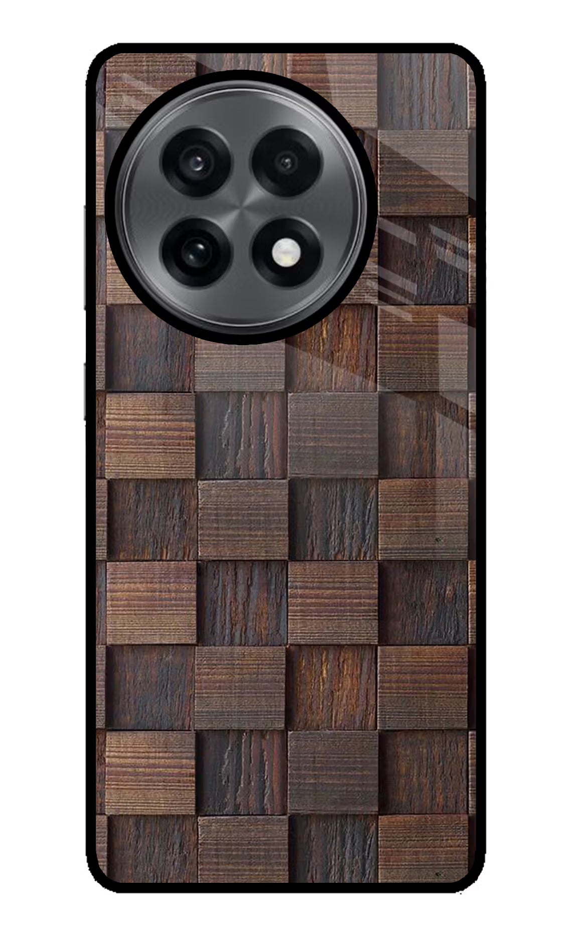 Wooden Cube Design OnePlus 13R Glass Case Back Cover by Casekaro