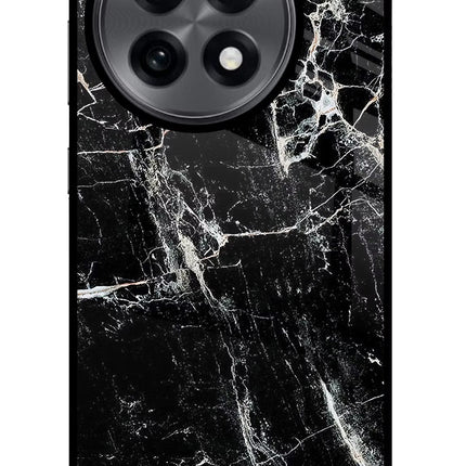 Black Marble Texture OnePlus 13R Glass Case
