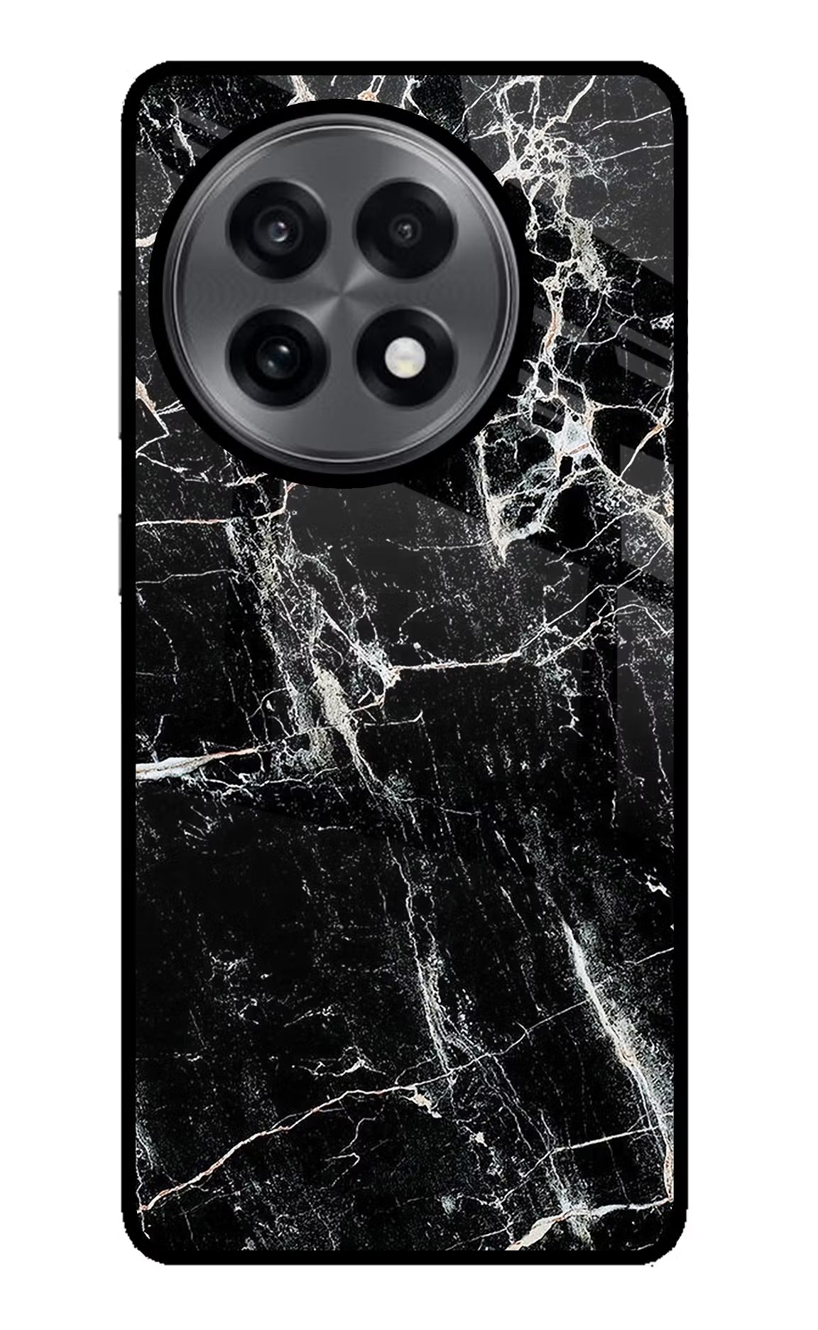 Black Marble Texture OnePlus 13R Glass Case Back Cover by Casekaro