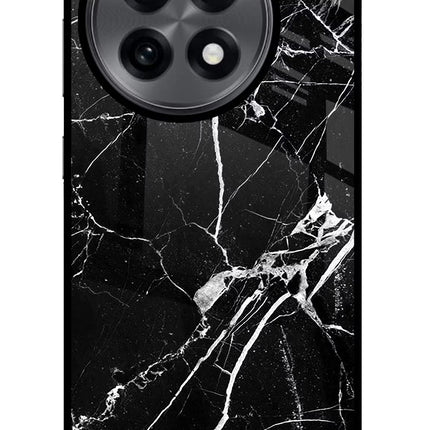 Black Marble Pattern OnePlus 13R Glass Case Back Cover by Casekaro