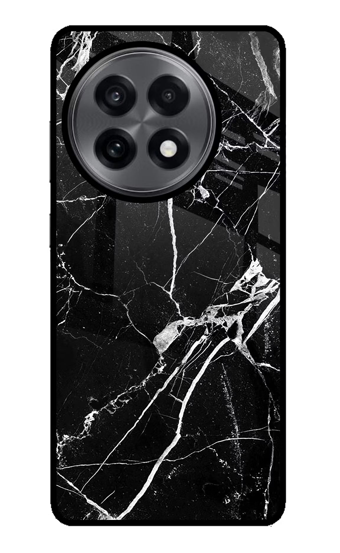 Black Marble Pattern OnePlus 13R Glass Case Back Cover by Casekaro