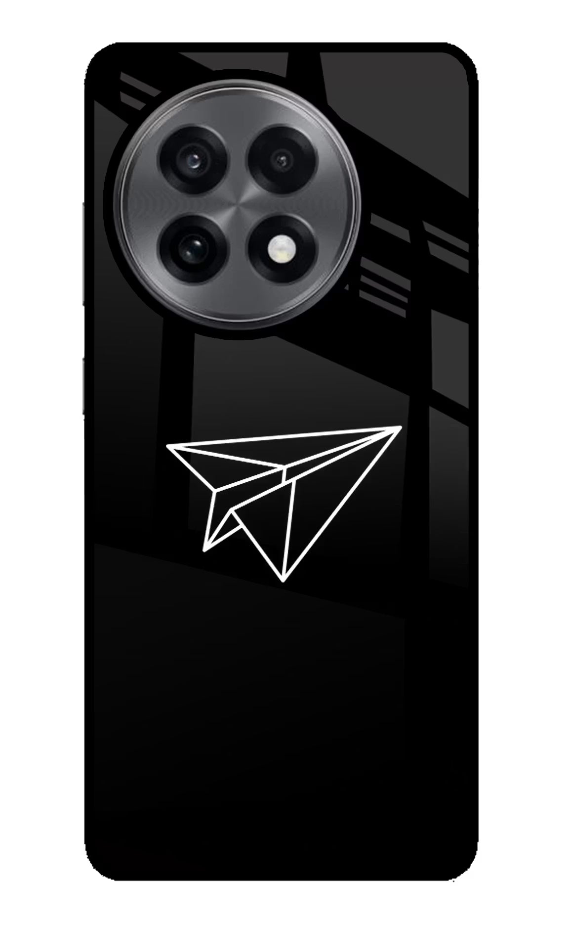 Paper Plane White OnePlus 13R Glass Case Back Cover by Casekaro