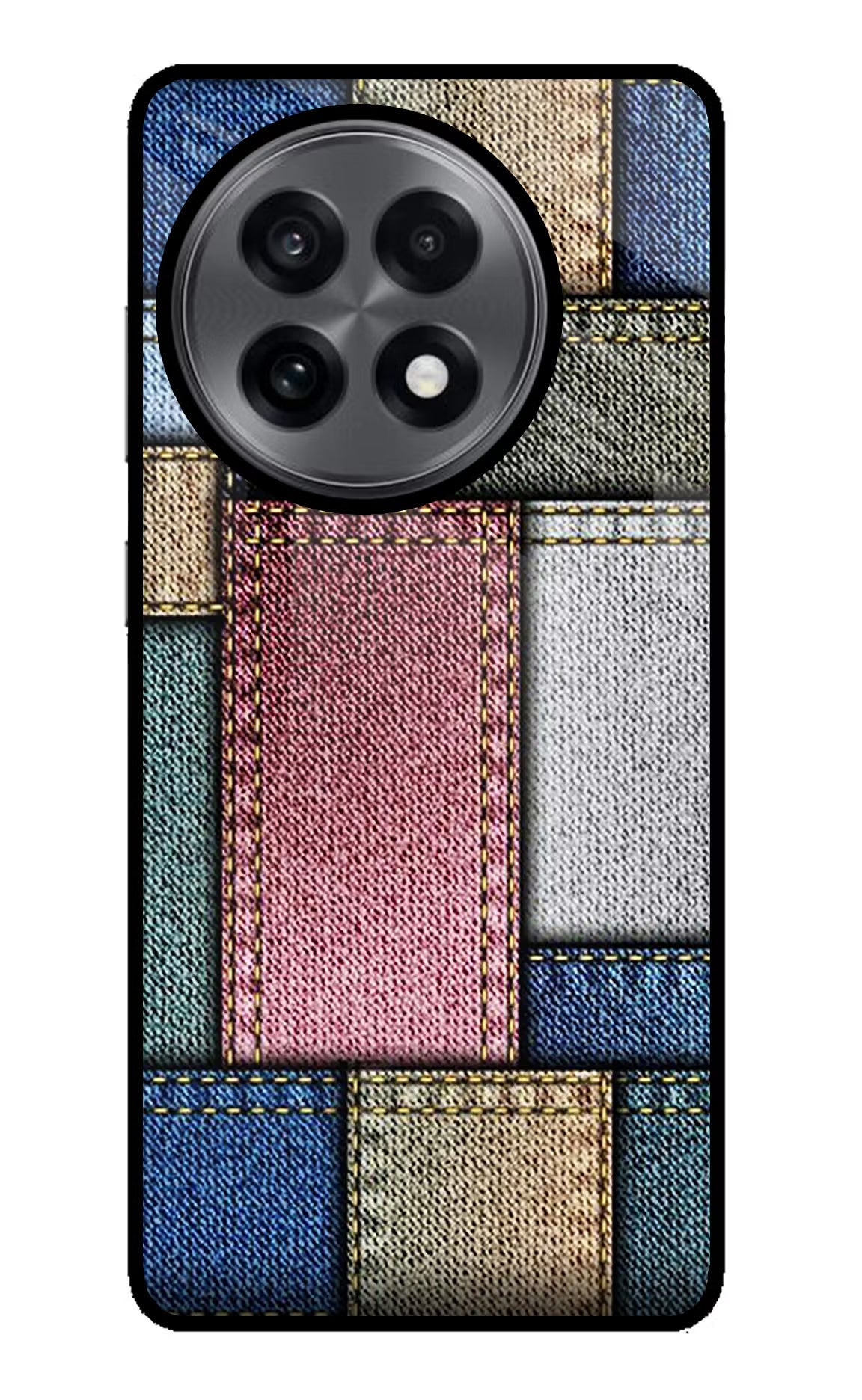 Multicolor Jeans OnePlus 13R Glass Case Back Cover by Casekaro