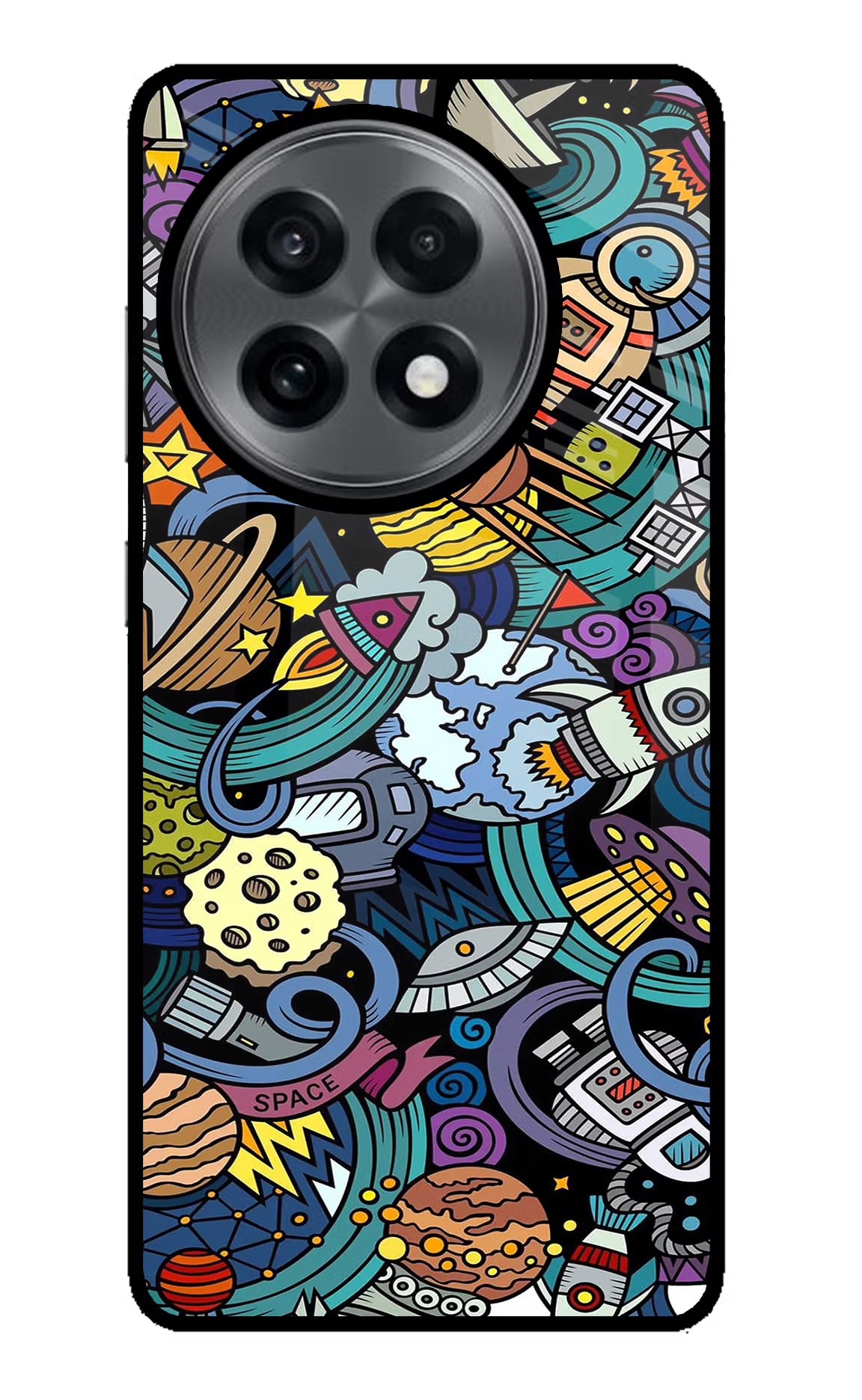 Space Abstract OnePlus 13R Glass Case Back Cover by Casekaro