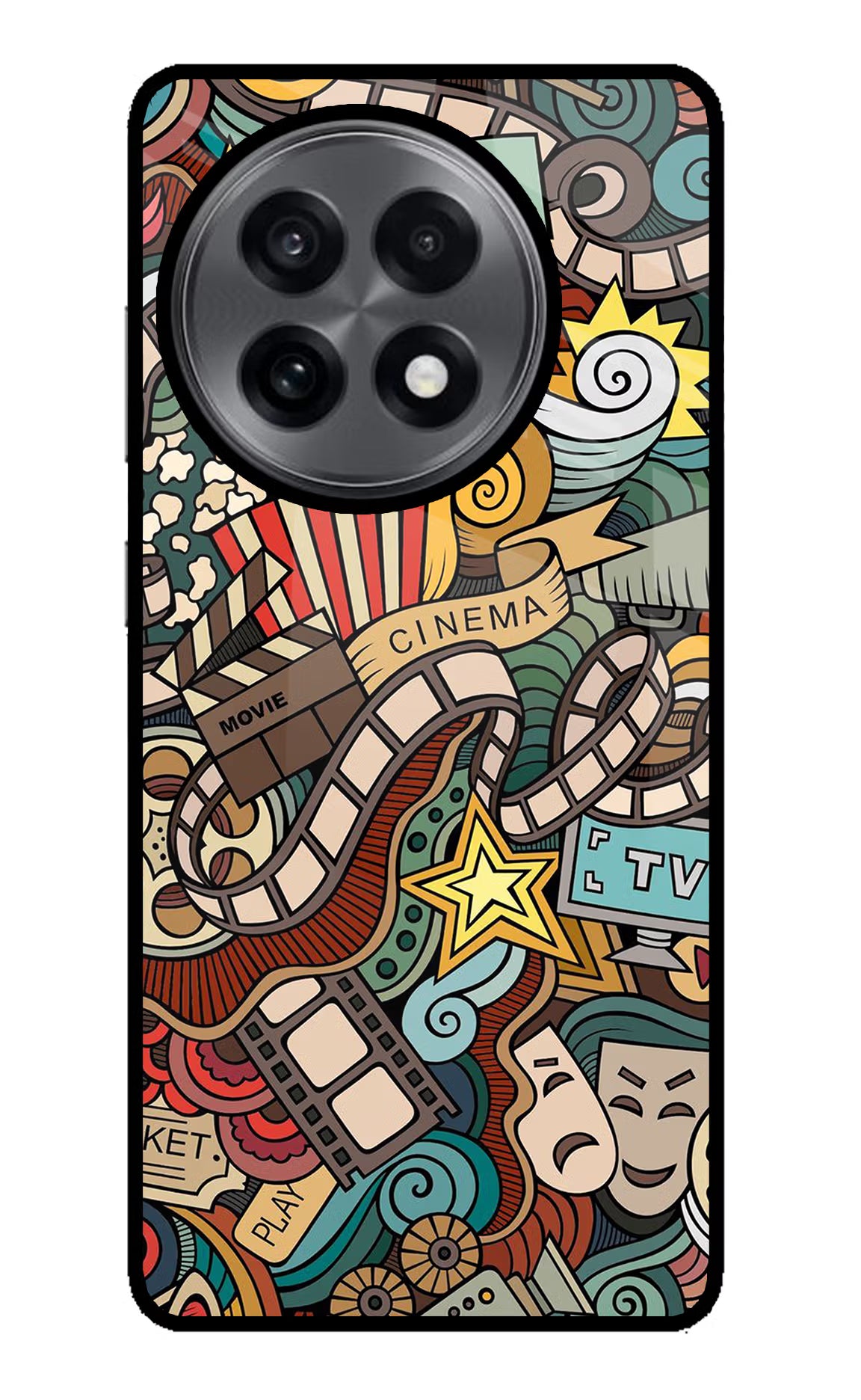 Cinema Abstract OnePlus 13R Glass Case Back Cover by Casekaro