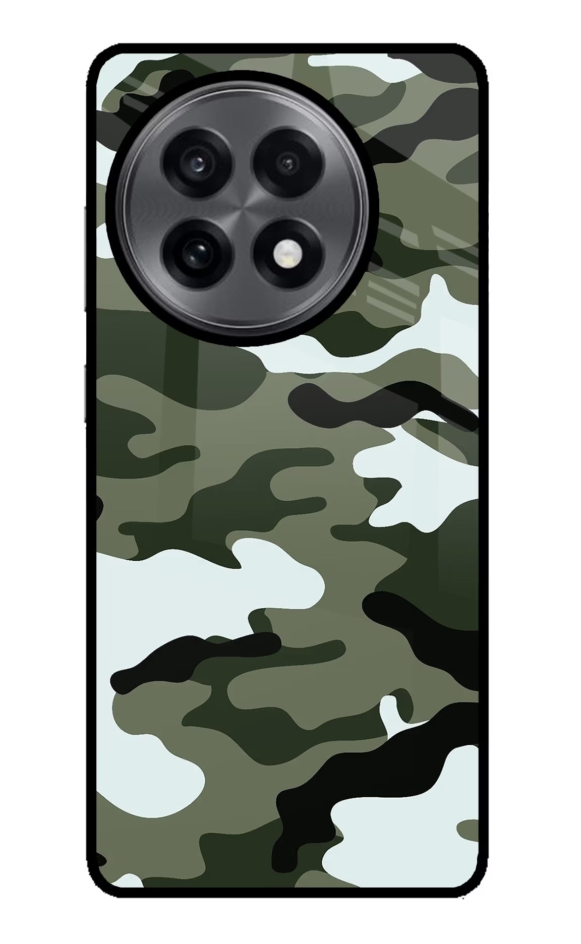 Camouflage OnePlus 13R Glass Case Back Cover by Casekaro
