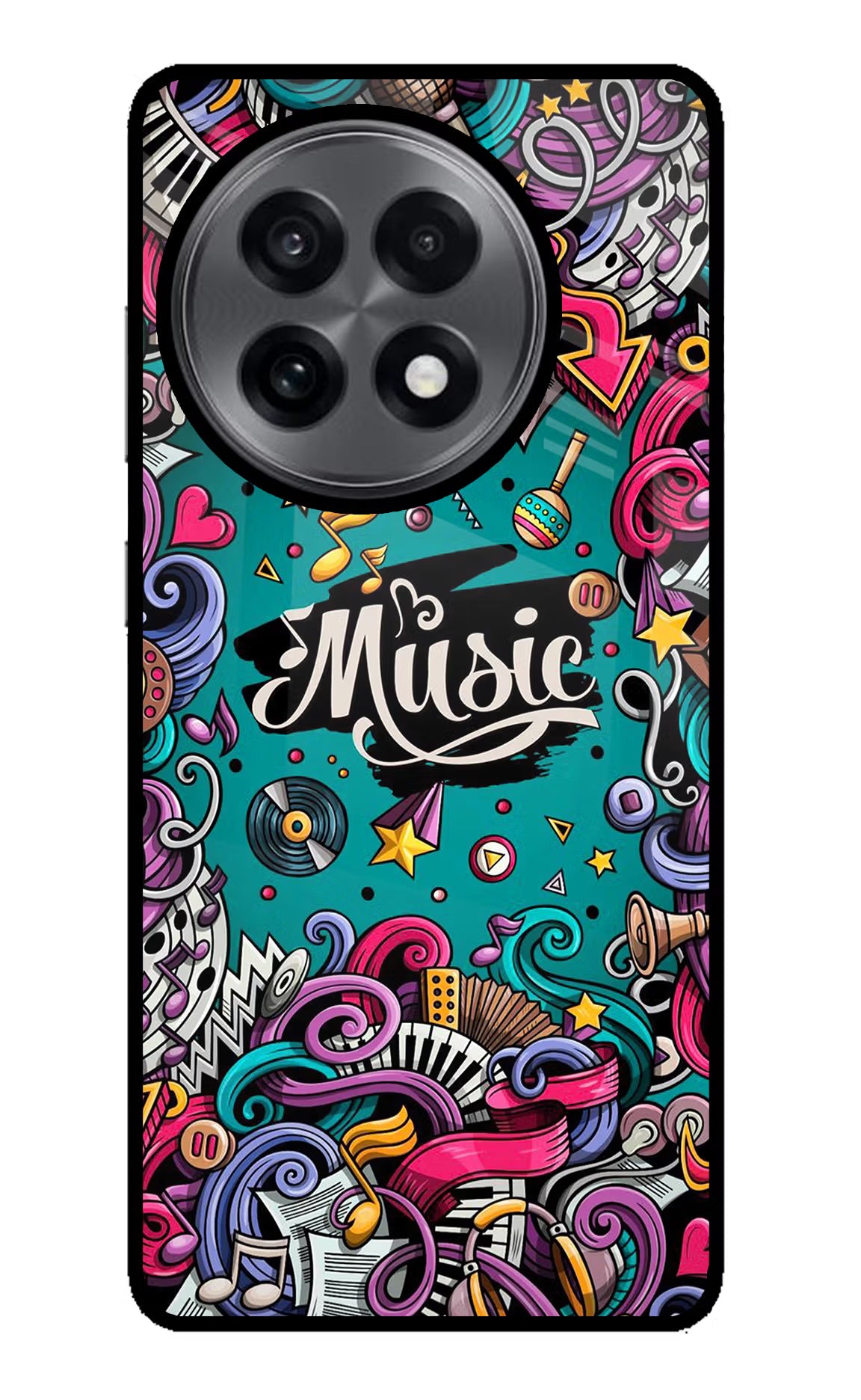 Music Graffiti OnePlus 13R Glass Case Back Cover by Casekaro
