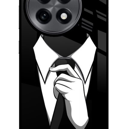 Black Tie OnePlus 13R Glass Case Back Cover by Casekaro