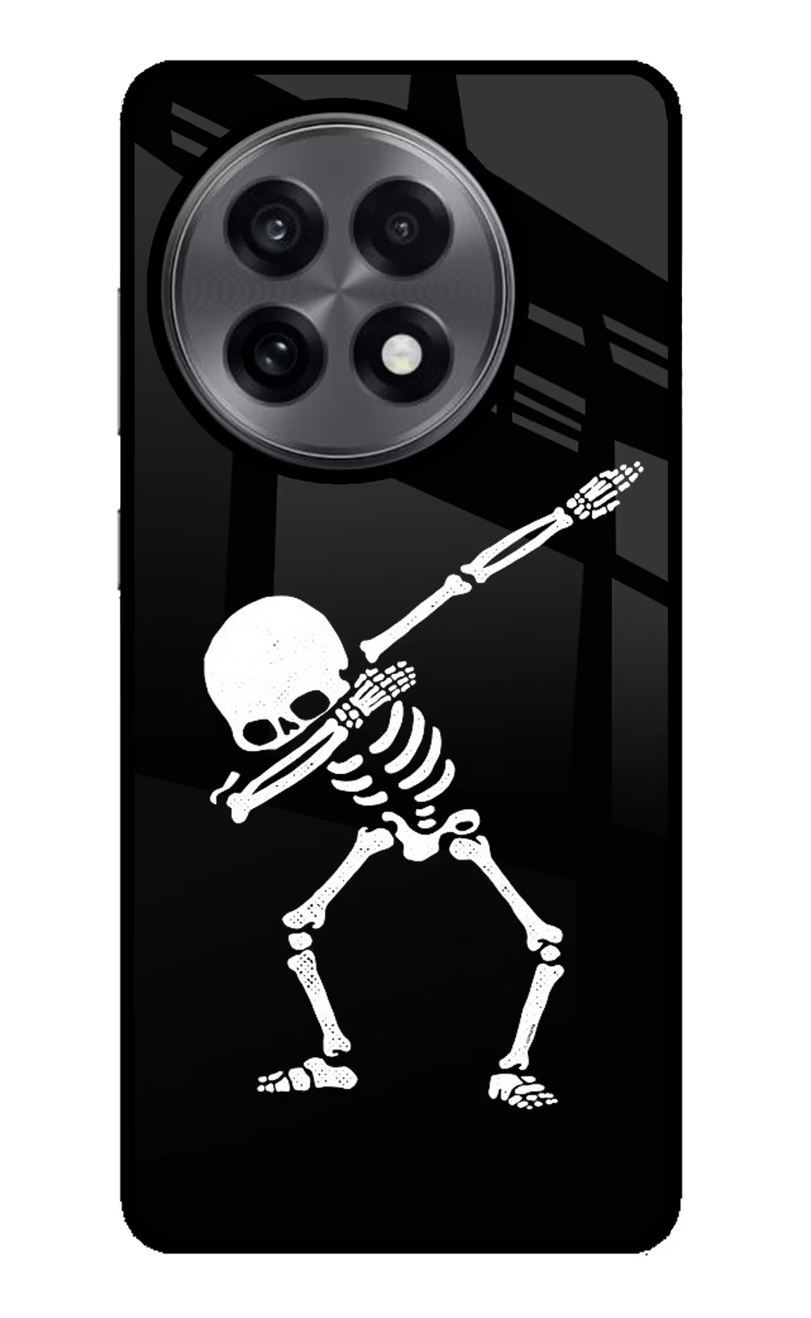 Dabbing Skeleton Art OnePlus 13R Glass Case Back Cover by Casekaro