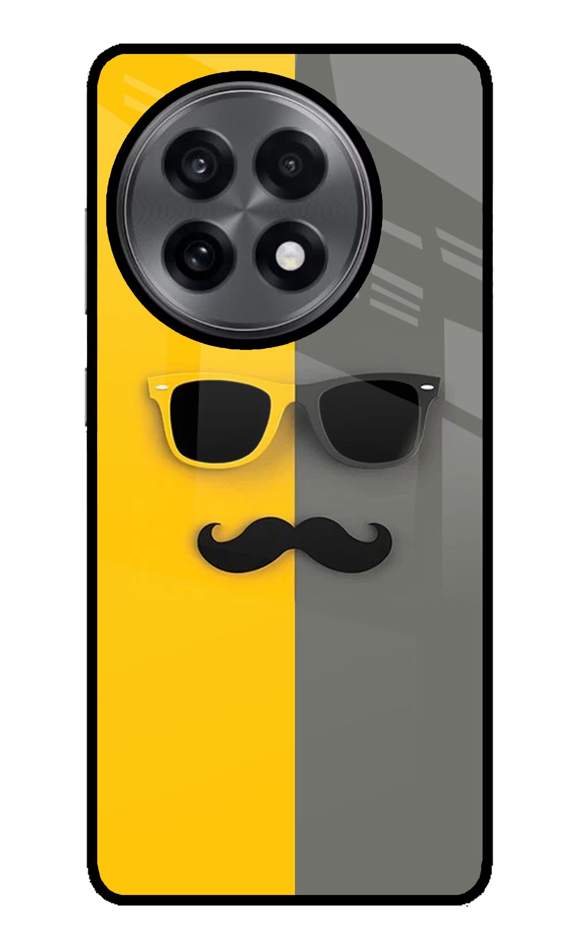 Sunglasses with Mustache OnePlus 13R Glass Case Back Cover by Casekaro