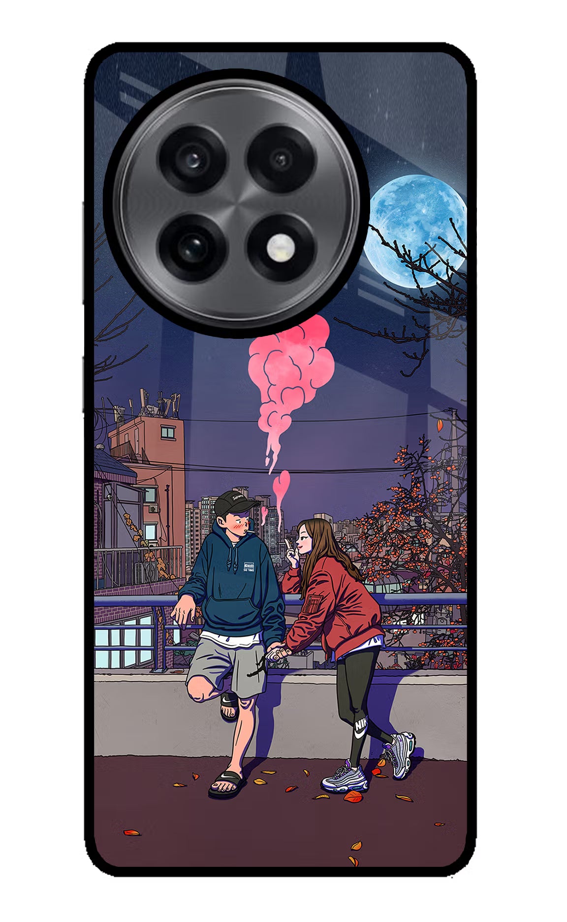 Chilling Couple OnePlus 13R Glass Case Back Cover by Casekaro