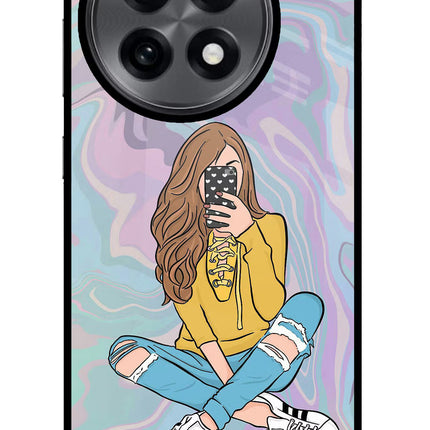 Selfie Girl OnePlus 13R Glass Case Back Cover by Casekaro