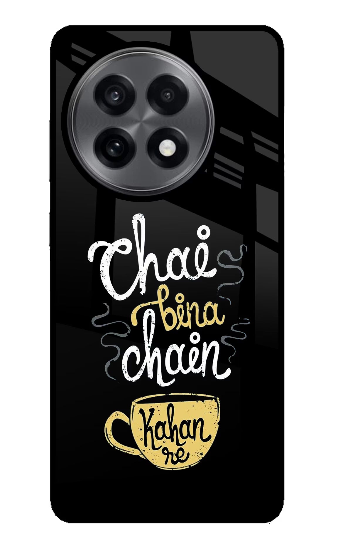Chai Bina Chain Kaha Re OnePlus 13R Glass Case Back Cover by Casekaro