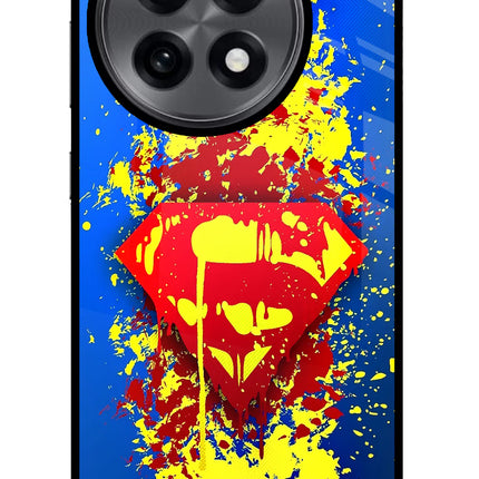 Superman logo OnePlus 13R Glass Case Back Cover by Casekaro