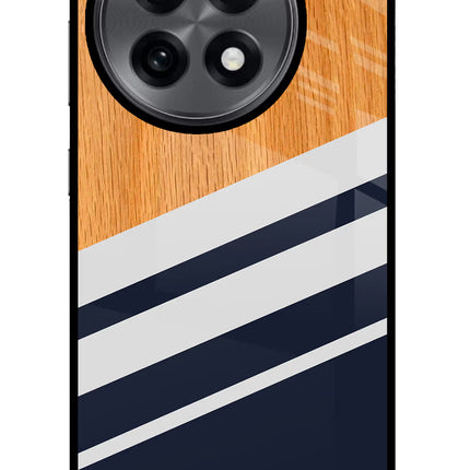Blue and white wooden OnePlus 13R Glass Case