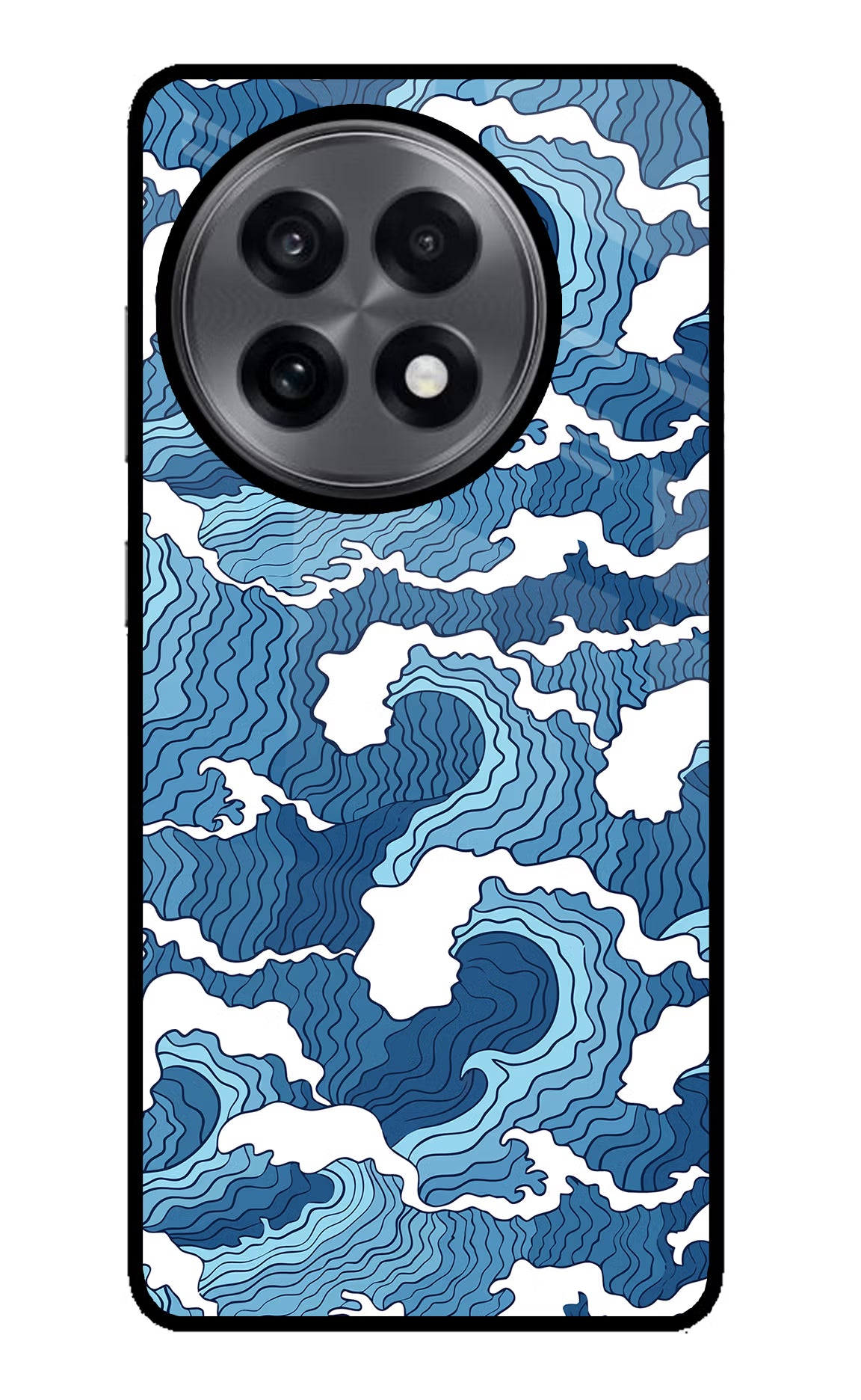 Blue Waves OnePlus 13R Glass Case Back Cover by Casekaro