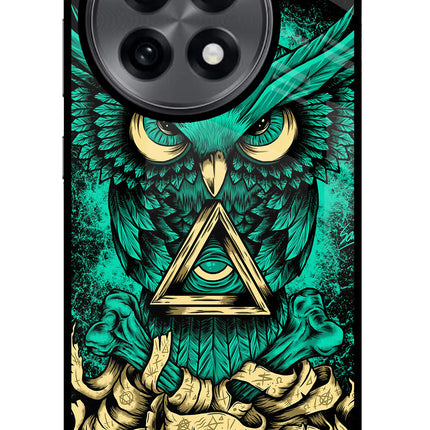 Green Owl OnePlus 13R Glass Case