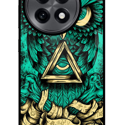 Green Owl OnePlus 13R Glass Case