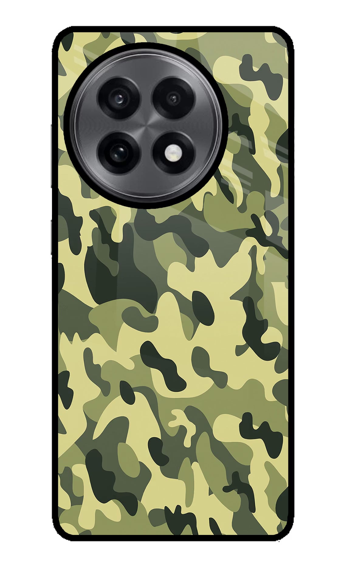 Camouflage OnePlus 13R Glass Case Back Cover by Casekaro