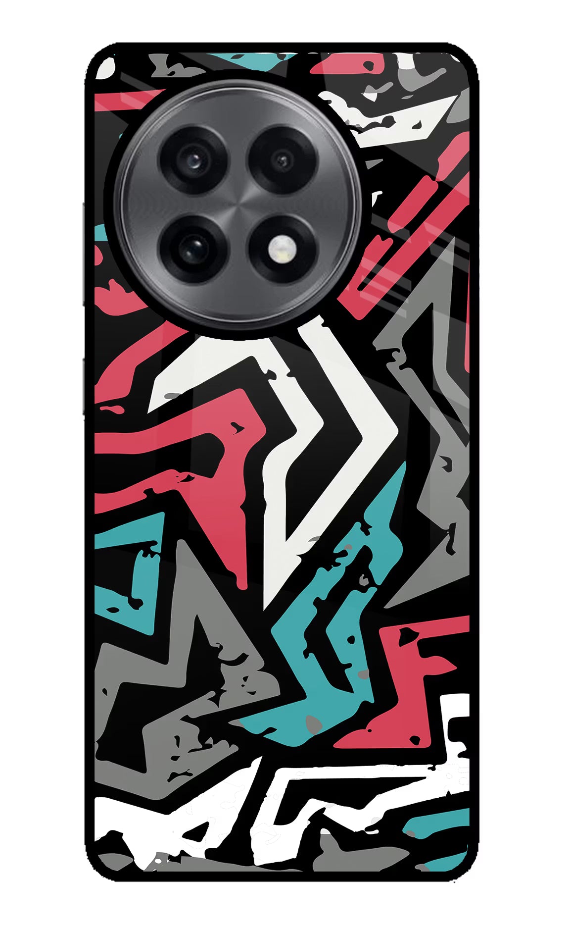 Geometric Graffiti OnePlus 13R Glass Case Back Cover by Casekaro