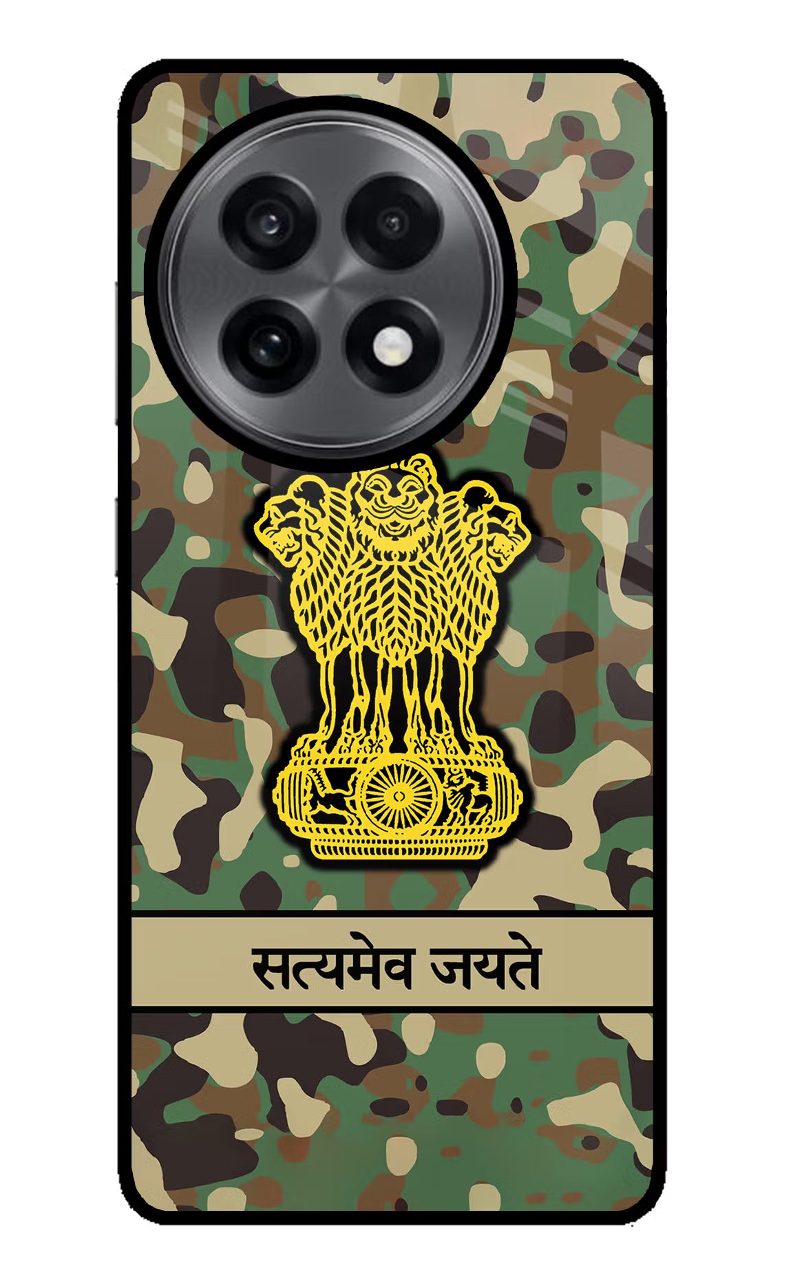 Satyamev Jayate Army OnePlus 13R Glass Case Back Cover by Casekaro