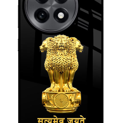 Satyamev Jayate Golden OnePlus 13R Glass Case Back Cover by Casekaro