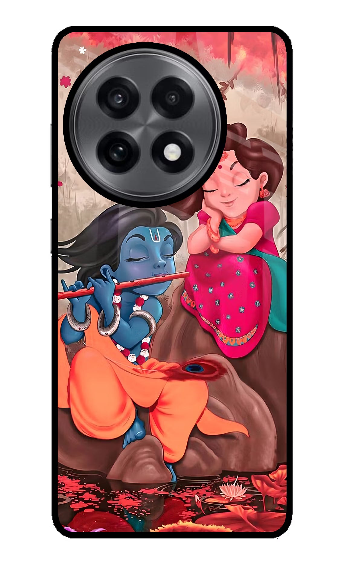 Radhe Krishna OnePlus 13R Glass Case Back Cover by Casekaro