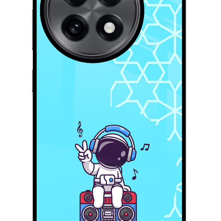 Cute Astronaut Chilling OnePlus 13R Glass Case Back Cover by Casekaro