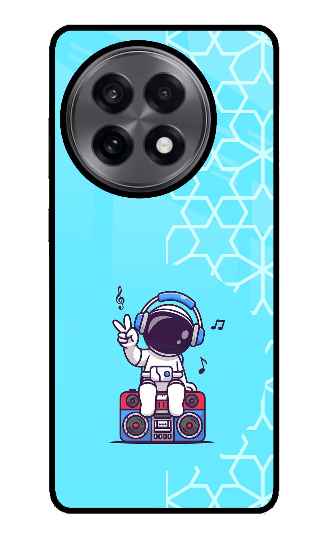 Cute Astronaut Chilling OnePlus 13R Glass Case Back Cover by Casekaro