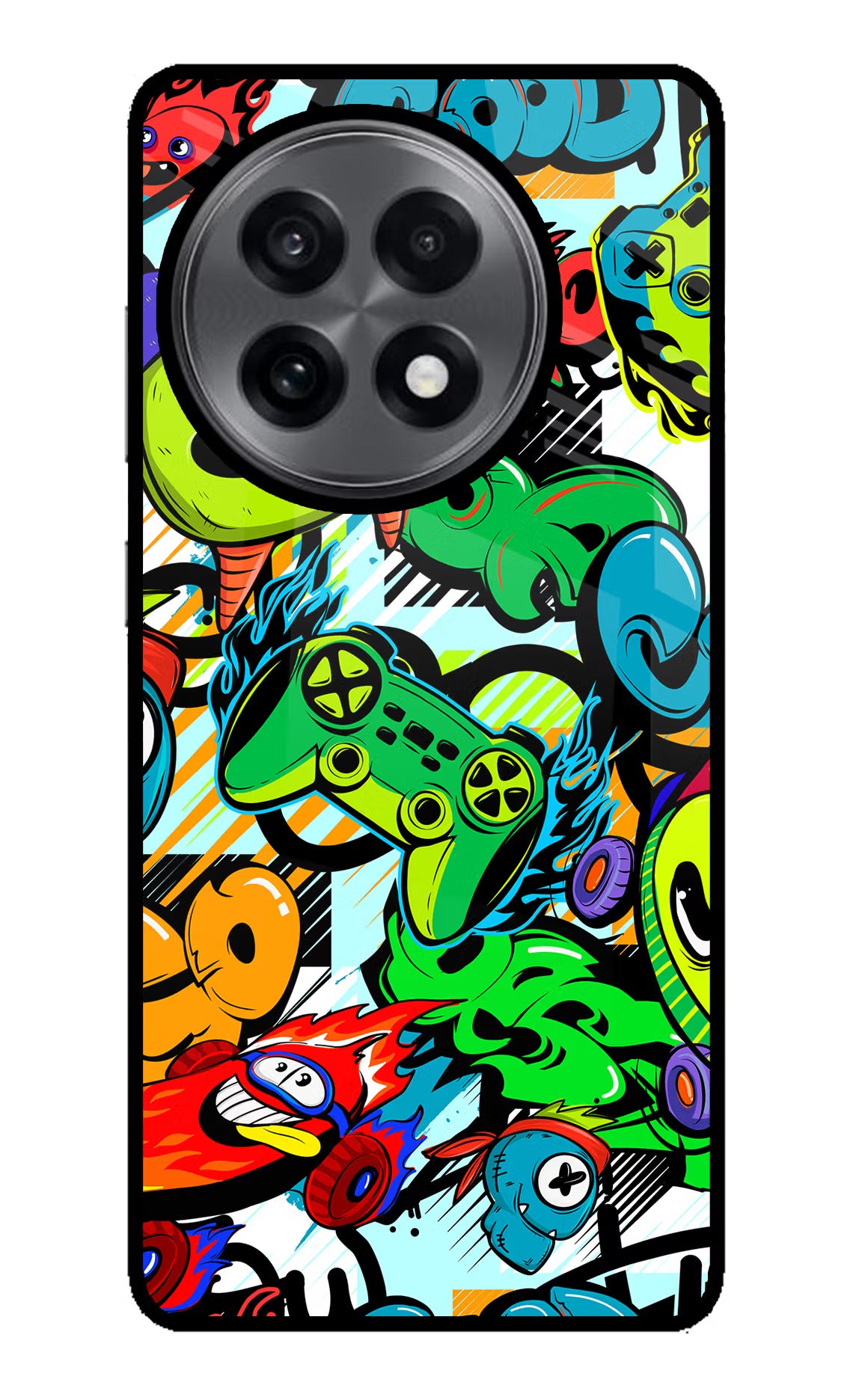 Game Doodle OnePlus 13R Glass Case Back Cover by Casekaro