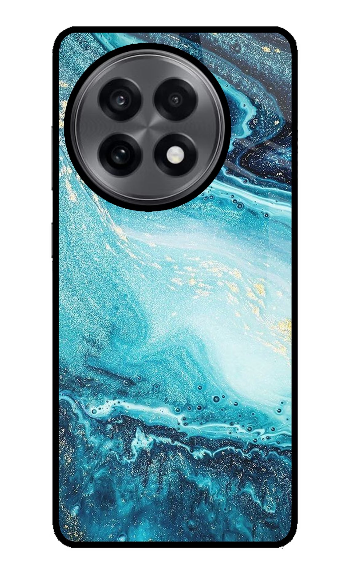 Blue Glitter Marble OnePlus 13R Glass Case Back Cover by Casekaro