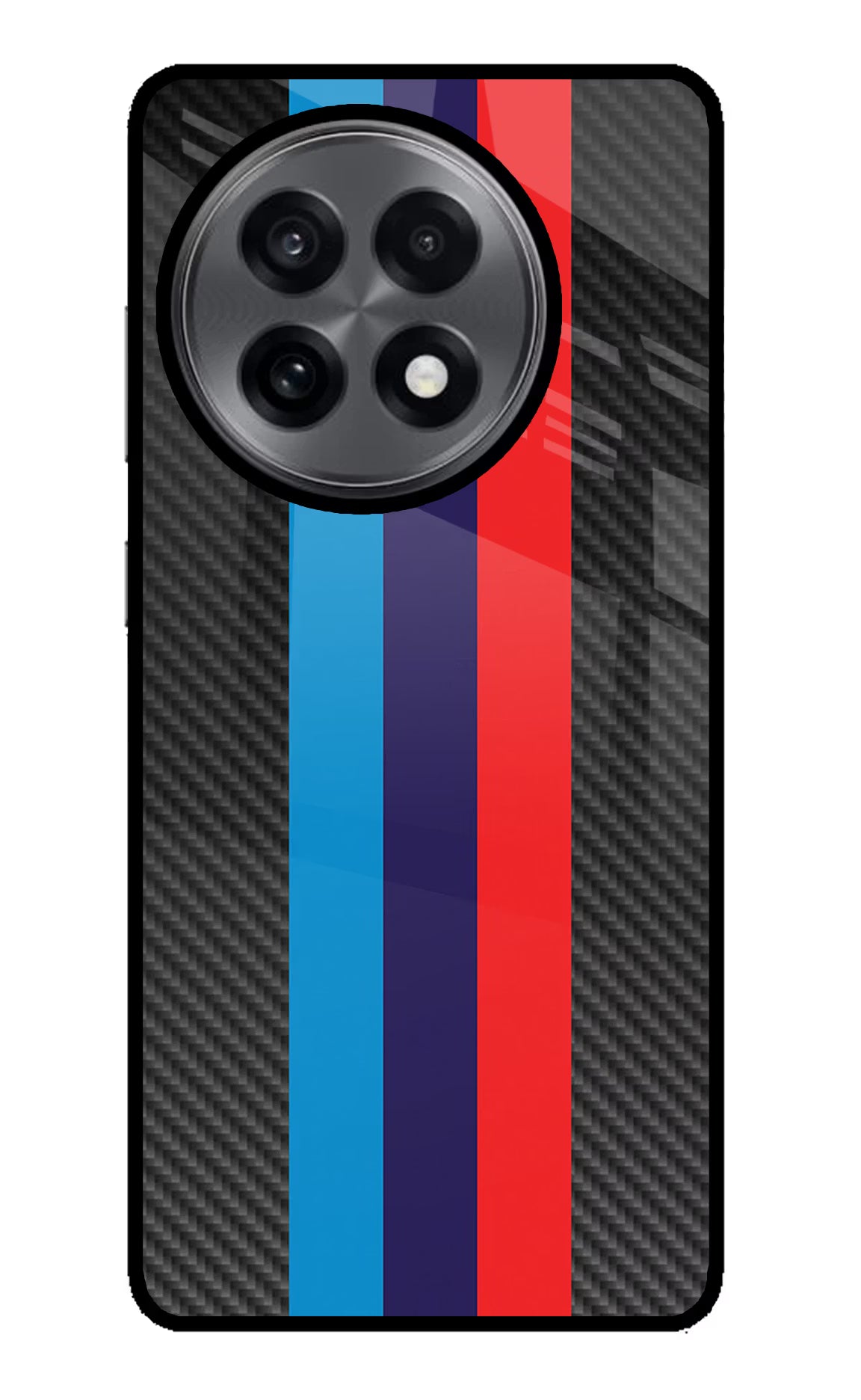 BMW Stripes Pattern OnePlus 13R Glass Case Back Cover by Casekaro