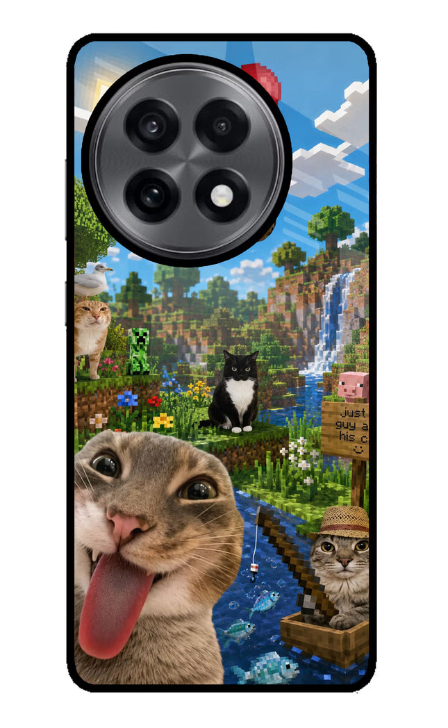 Minecraft Cat Chaos OnePlus 13R Glass Case