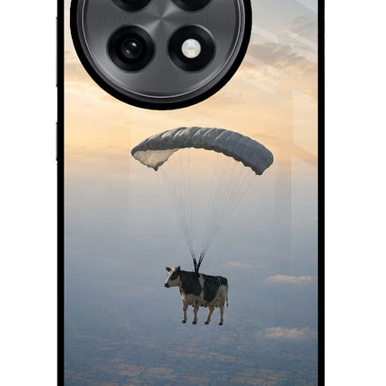 Skydiving Cow OnePlus 13R Glass Case