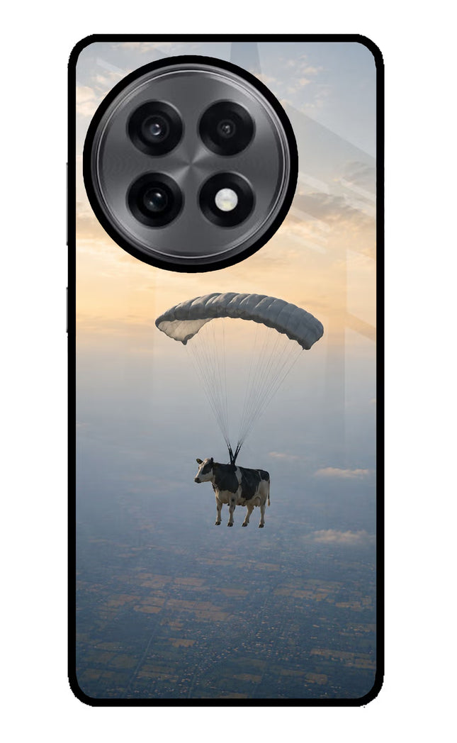 Skydiving Cow OnePlus 13R Glass Case