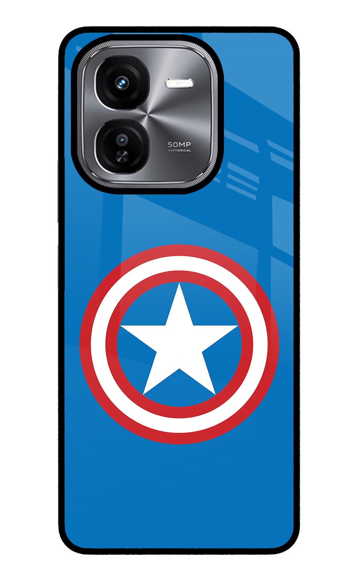 Captain America Logo iQOO Z9X Glass Case Back Cover by Casekaro