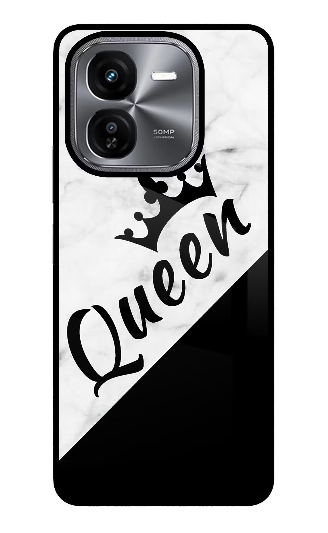 Queen iQOO Z9X Glass Case Back Cover by Casekaro