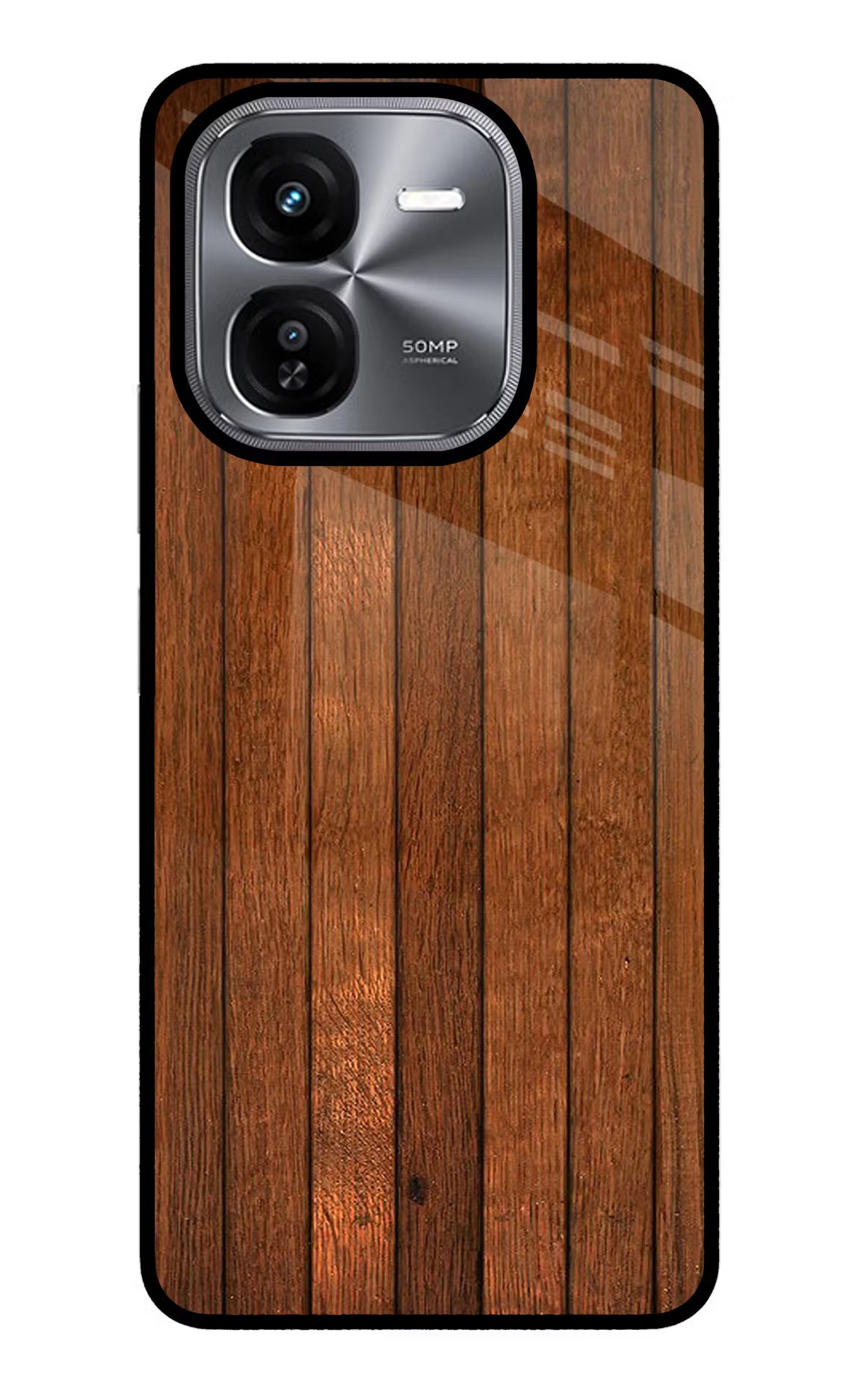 Wooden Artwork Bands iQOO Z9X Glass Case Back Cover by Casekaro