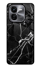 Black Marble Pattern iQOO Z9X Glass Case