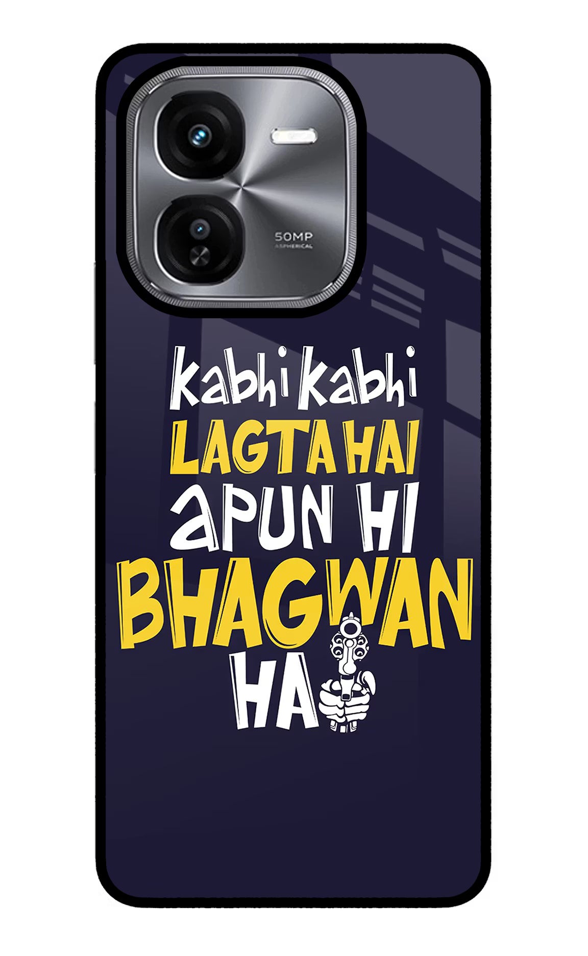 Kabhi Kabhi Lagta Hai Apun Hi Bhagwan Hai iQOO Z9X Glass Case Back Cover by Casekaro