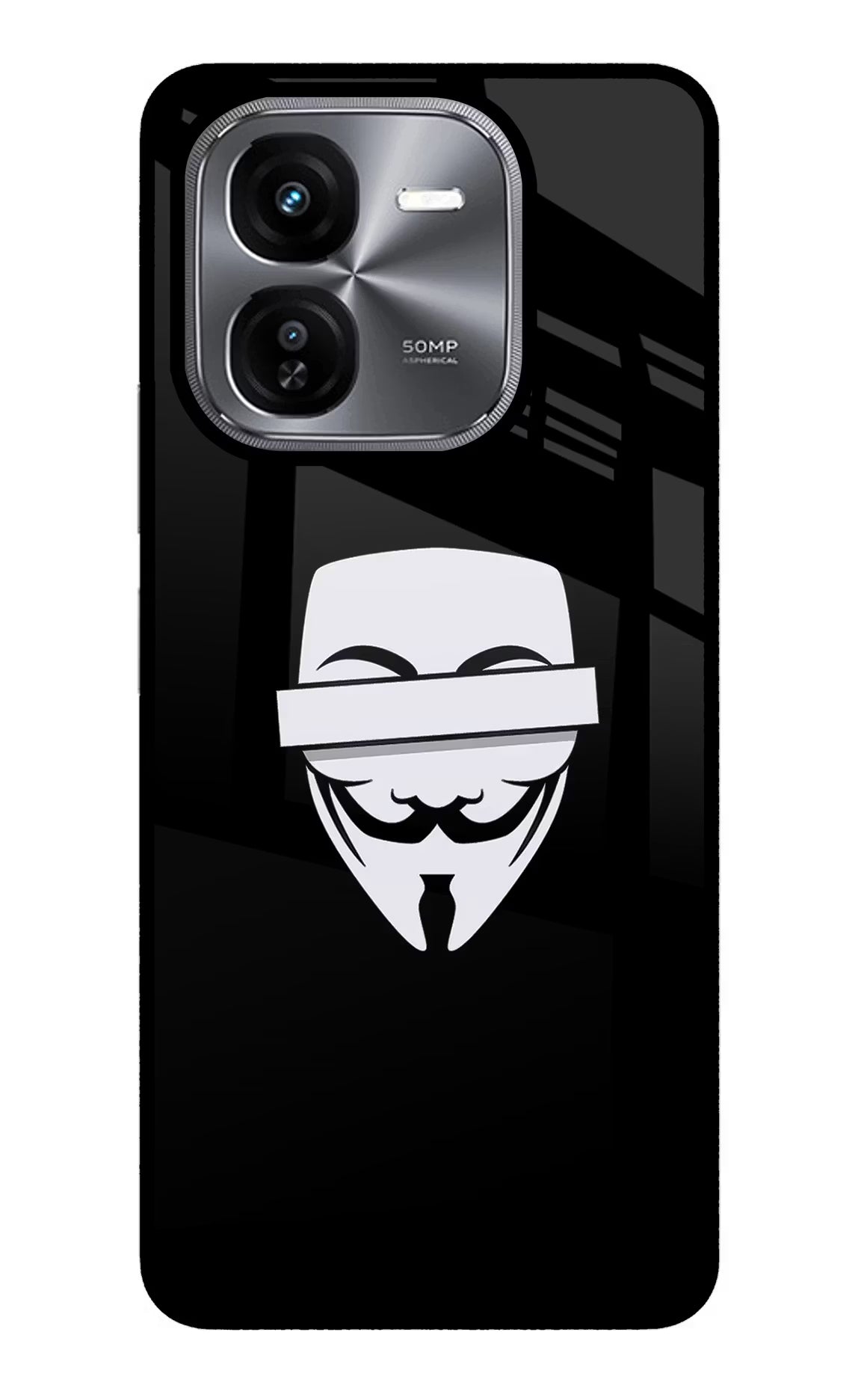 Anonymous Face iQOO Z9X Glass Case Back Cover by Casekaro