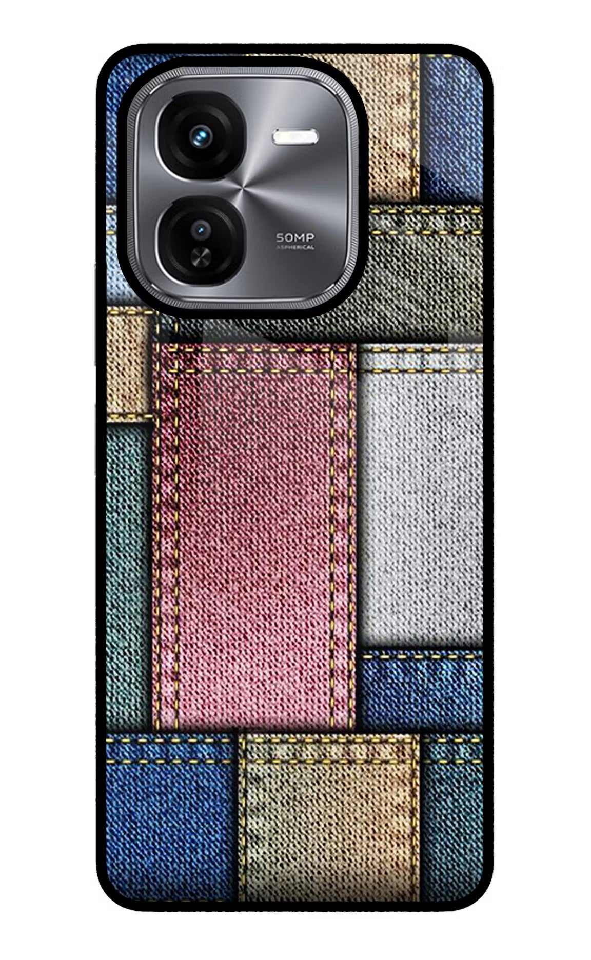 Multicolor Jeans iQOO Z9X Glass Case Back Cover by Casekaro