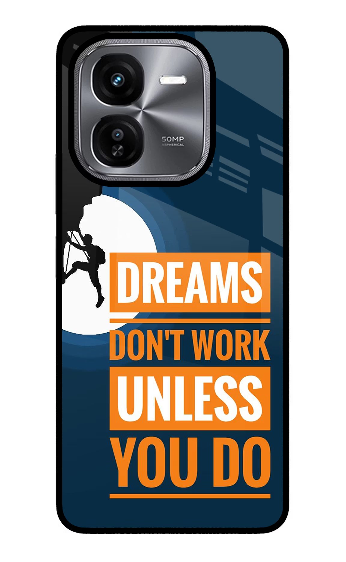 Dreams Don’T Work Unless You Do iQOO Z9X Glass Case Back Cover by Casekaro