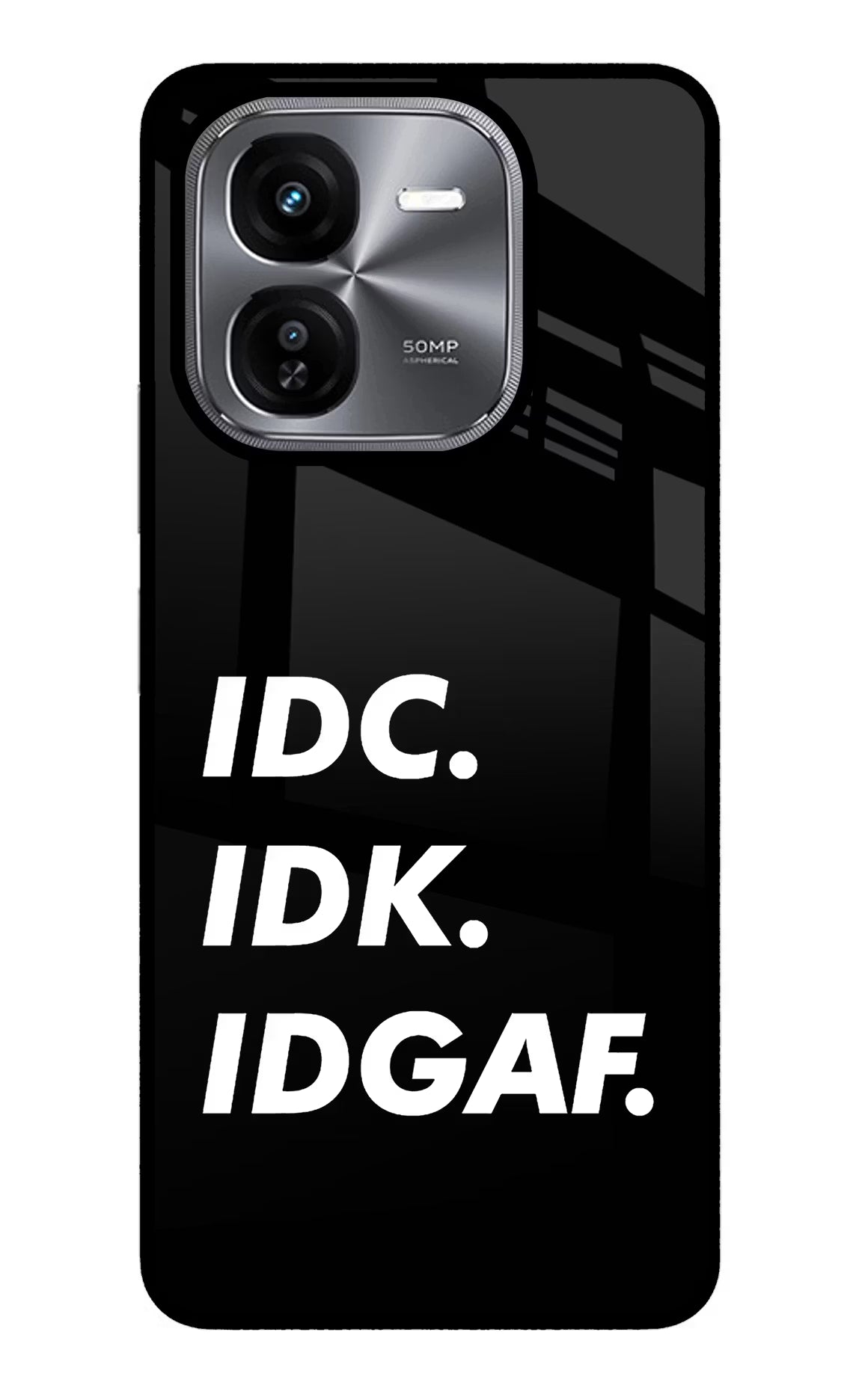 Idc Idk Idgaf iQOO Z9X Glass Case Back Cover by Casekaro